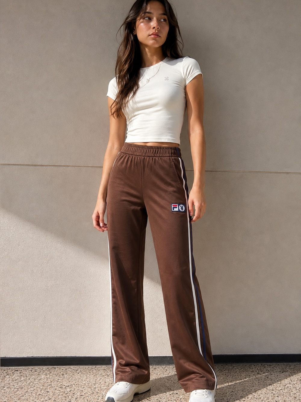 Y2K Mallcore Retro Track Pants Brown Fila Playboy Loungewear Women's XS